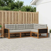 Set di divani da esterno 4 pz Naturale e Grigio chiaro 3382514