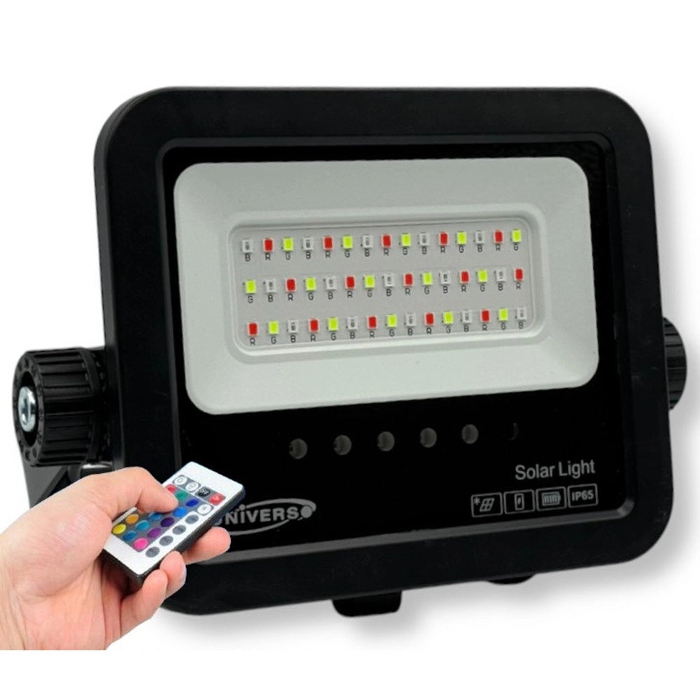 Trade Shop - Faro A Led Proiettore Con Pannello Solare 40 W Rgb Con Telecomando Esterno Ip65 Sl-rgb-40w -