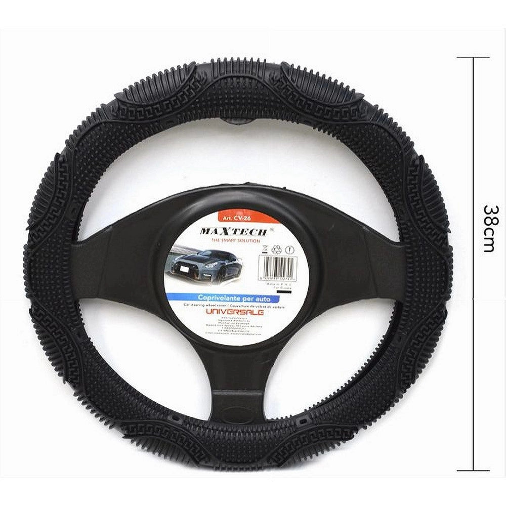 Trade Shop - Coprivolante Universale Auto Copertura Fodera Sterzo 38cm Antiscivolo Nero Cv-26 -