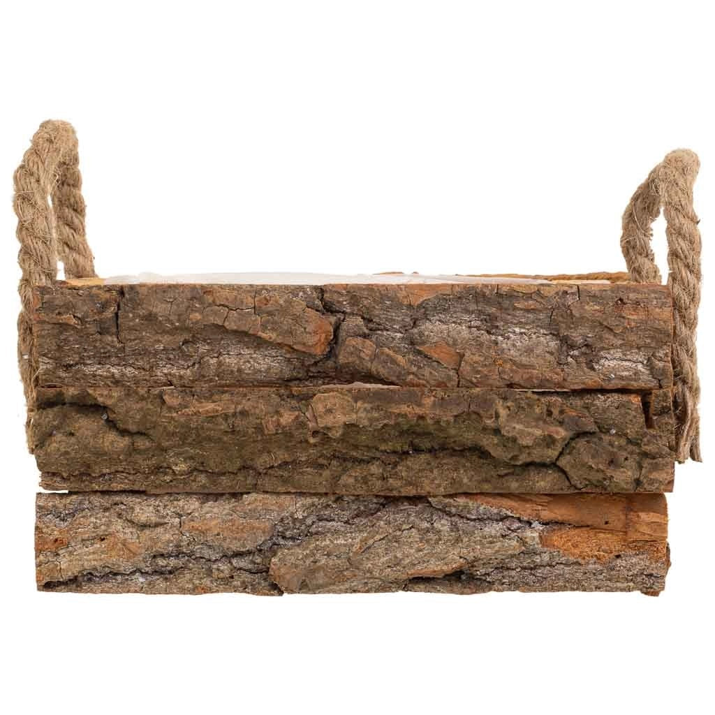 Cesto in legno con manici marroni 18x12x8h