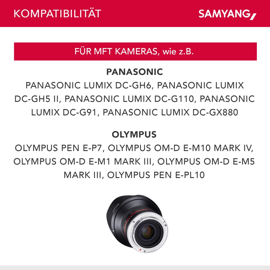 Obiettivo grandangolare fisso 12mm F2.0 APS-C per MFT-APS-C, MF – per Olympus OM-D E-M1 III, Pen E PL10, OM-D E-M5 III, per Panasonic Lumix DC-G91 – nero