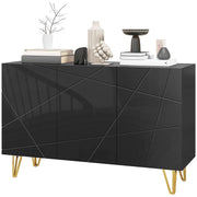 MOBILE CONTENITORE CON 2 ARMADIETTI E RIPIANO REGOLABILE, IN TRUCIOLATO E METALLO, 120X40X75 CM, NERO E ORO