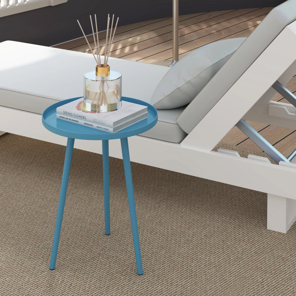 Tavolino da esterno rotondo in metallo ¨C zephmum ¨C ?40x50 cm blu