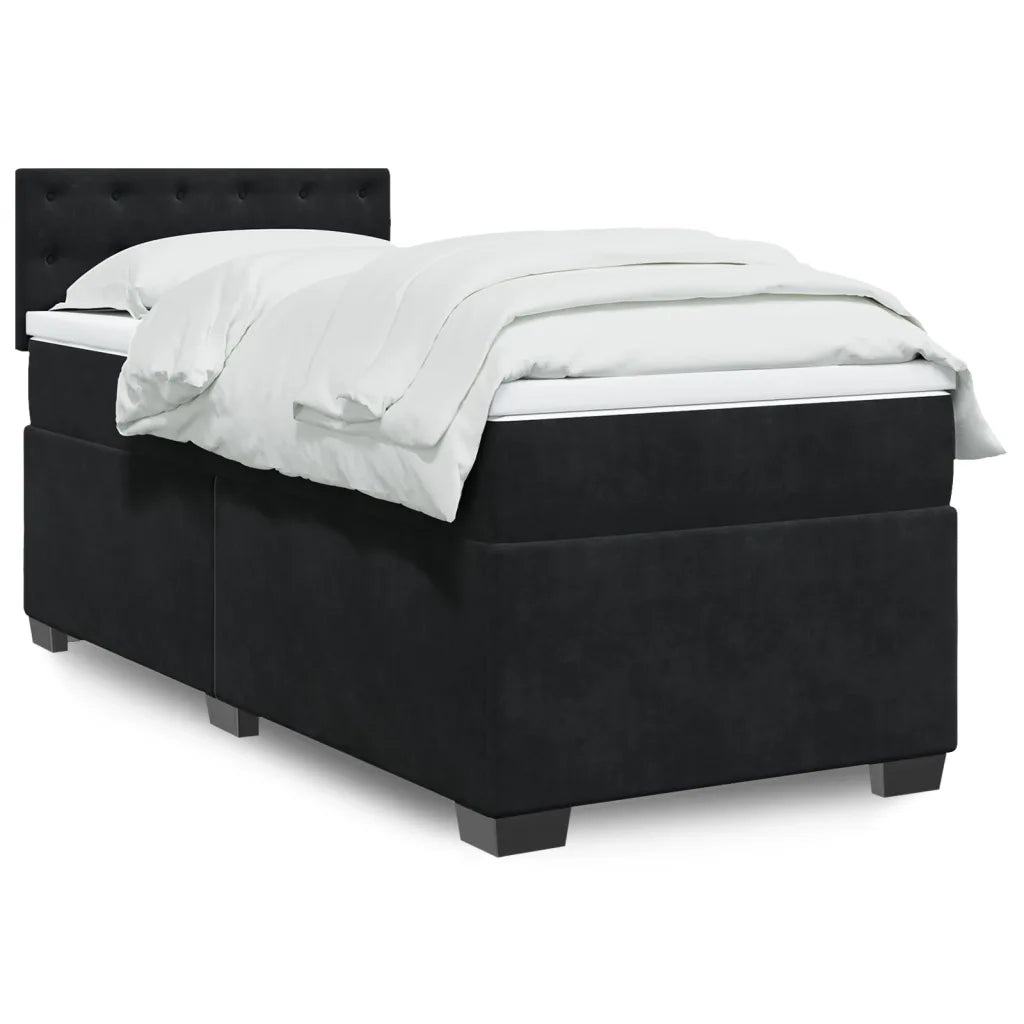 Giroletto a Molle con Materasso Nero 90x200 cm in Velluto 3288512