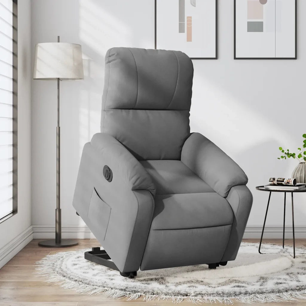 vidaXL Poltrona a Rialzo Reclinante Elettrica Grigio Scuro Microfibra