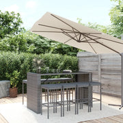 Set Bar da Giardino 9 pz con Cuscini in Polyrattan Grigiocod mxl 76711