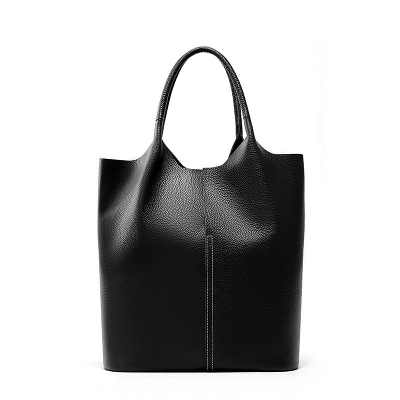 Borsa tote da donna di grande capacit¨¤ in vera pelle morbida, nera