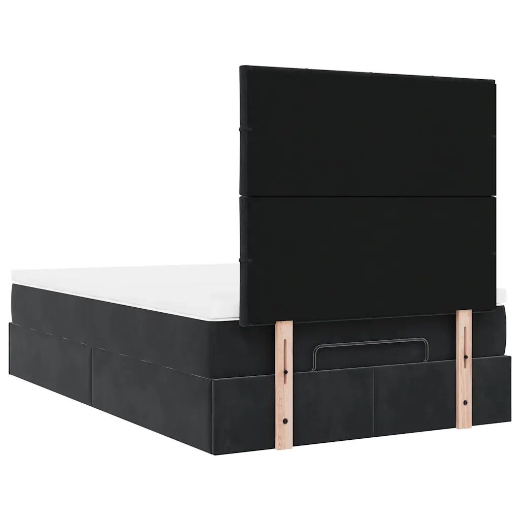 vidaXL Struttura Letto Pouf con Materassi Nero 120x200 cm Velluto