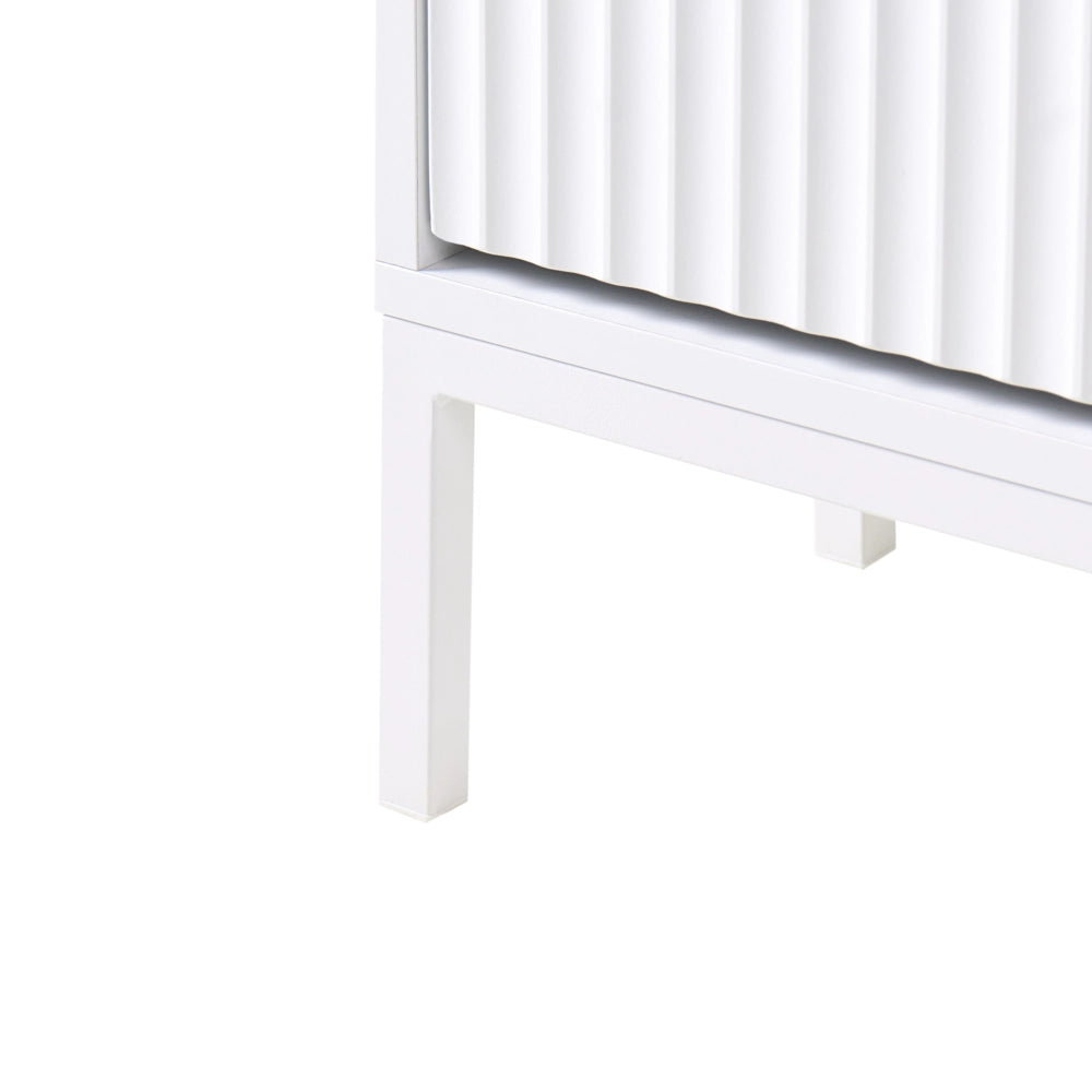 Scarpiera Bianca a 2 Scomparti in MDF bianco con design scanalato bianco