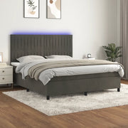Letto a Molle con Materasso e LED Grigio Scuro 160x200 cmcod mxl 99112