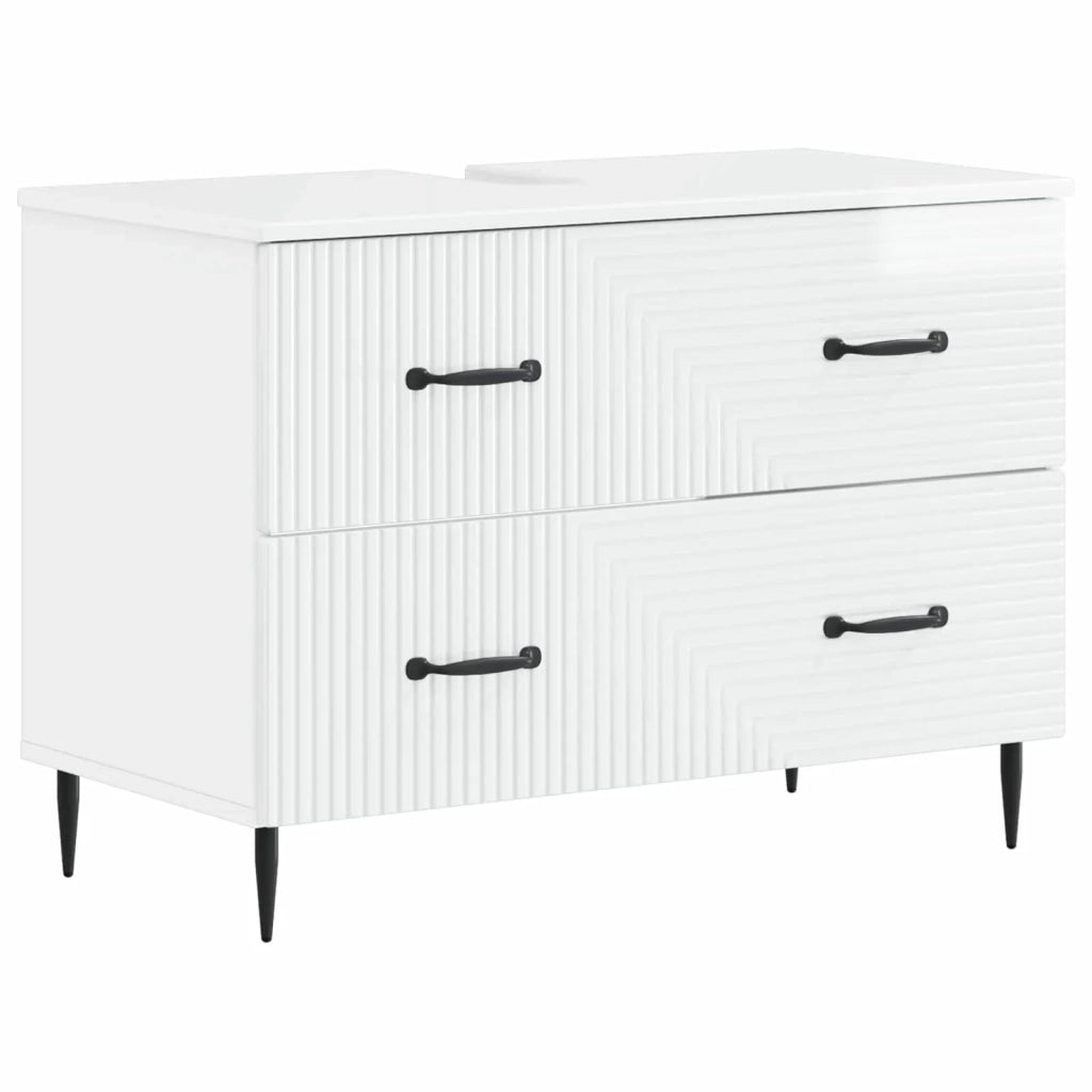 Armadio per Lavabo da Bagno HAARLEM Bianco Lucido 896799
