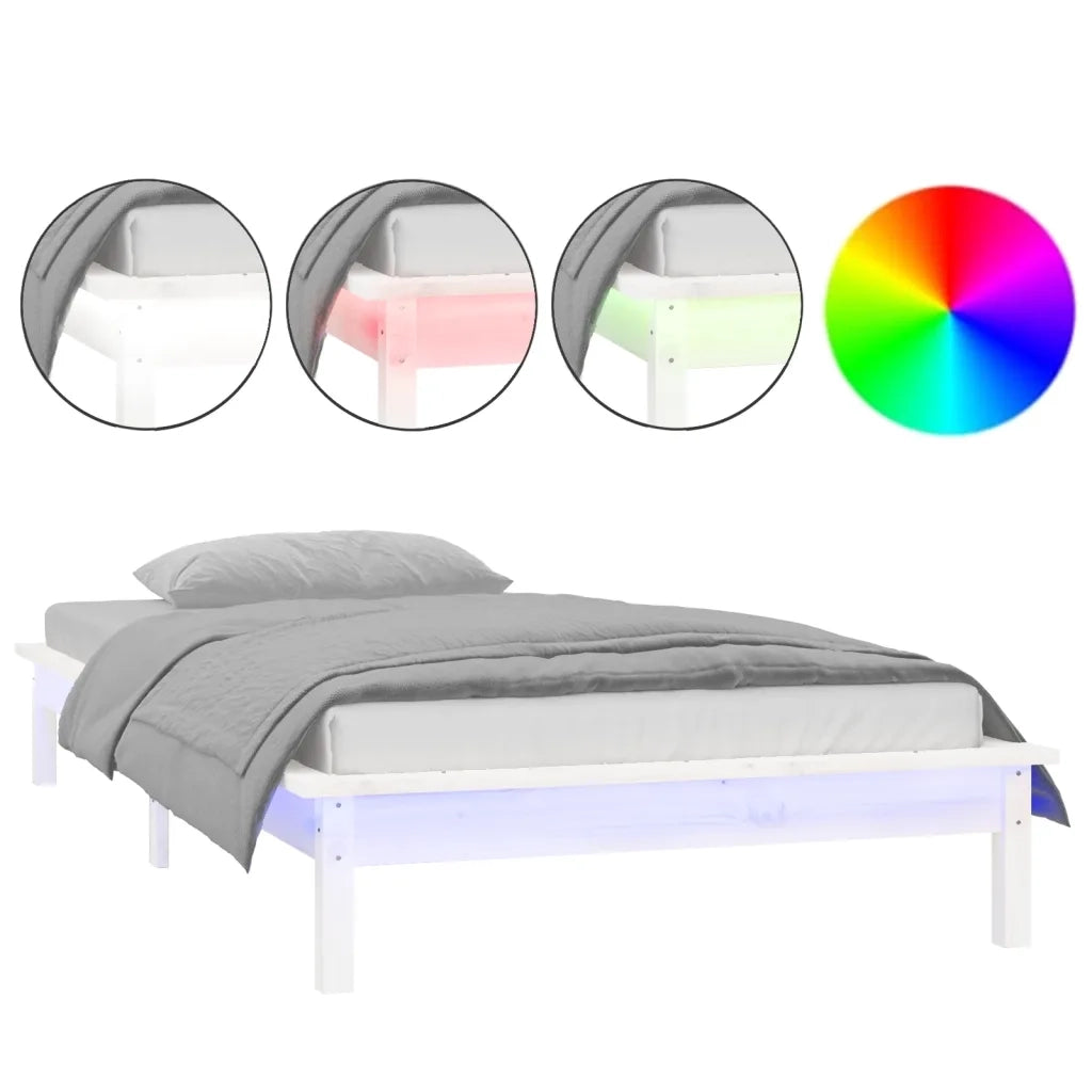 Giroletto LED Bianco 75x190 cm Small Single Legno Massello 820632