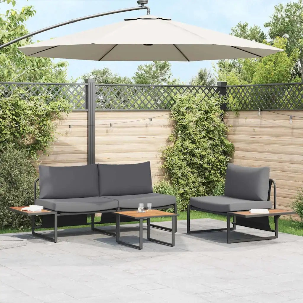 Set da Pranzo per Giardino 3 pcs Antracite Acciaio 3335891