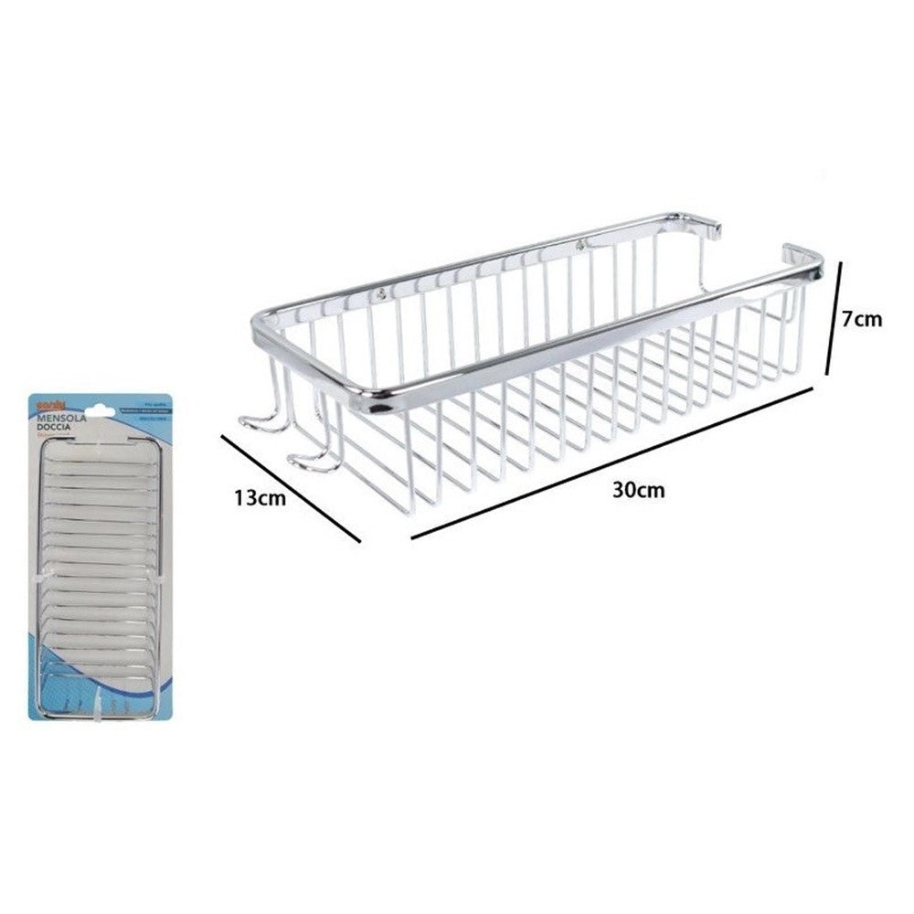 Trade Shop - Mensola Doccia Bagno Rettangolare Cromata Lucida Cestino Porta Oggetti Acciaio 87902 -