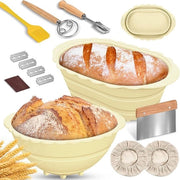 Set di contenitori siliconici pieghevoli da 2 - 23 cm ovale e 25 cm circolare - per la lievitazione del pane - contenitori per il pane lievitato - contenitori per la prova della lievitazione - set per la produzione del pane