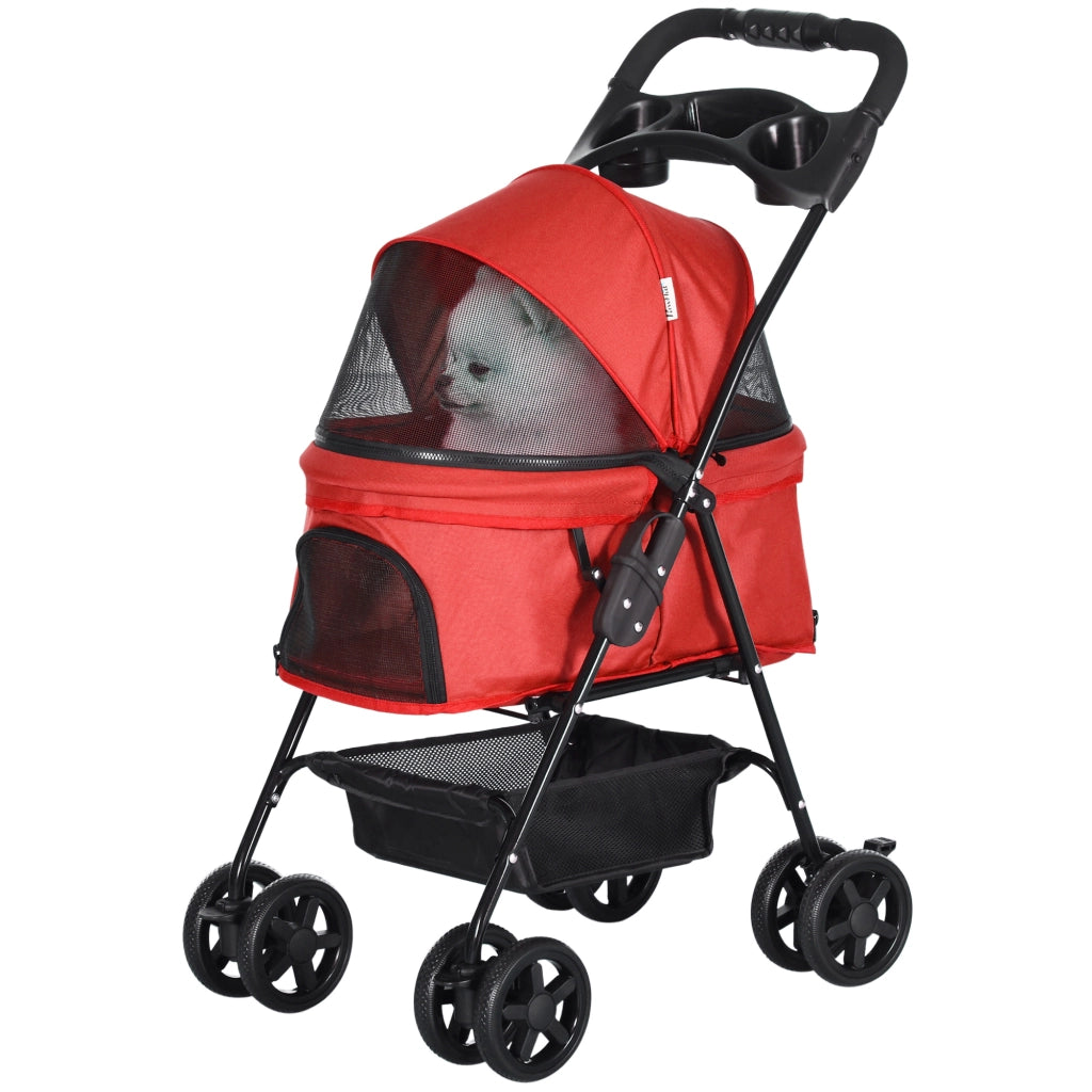 Casetta per Cani Piccoli con Ruote e Finestre ¨C Zephmum ¨C Rosso 67x45x96 cm