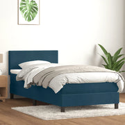 vidaXL Giroletto a Molle con Materasso Blu Scuro 80x220 cm Velluto