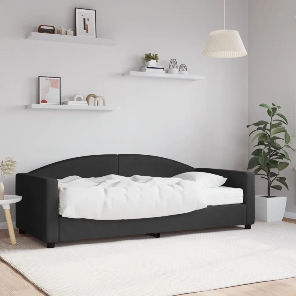 Divano letto | Sof¨¤ letto | Letto singolo con Materasso Nero 90x190 cm in Tessuto