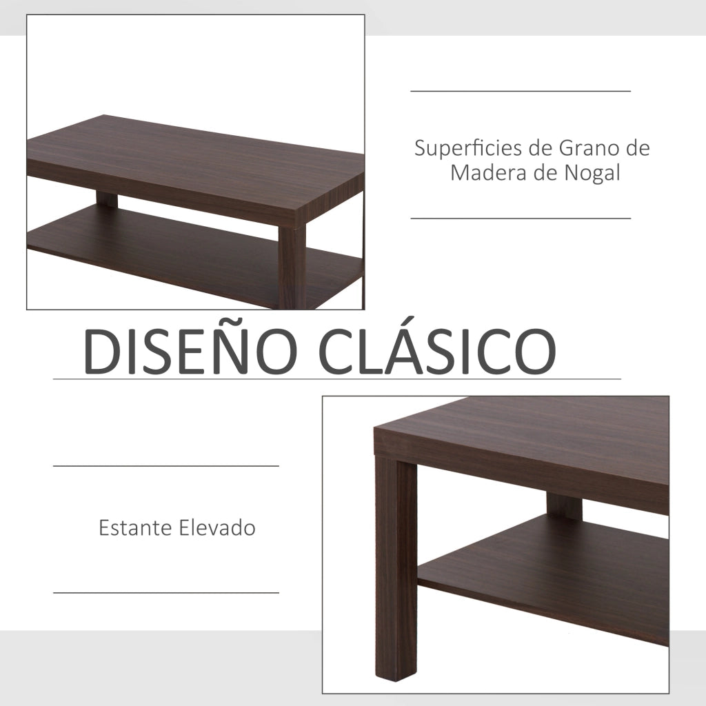 Tavolino da caff¨¨ ¨C Xylo ¨C legno effetto noce con 2 ripiani 90x45x44,5 cm