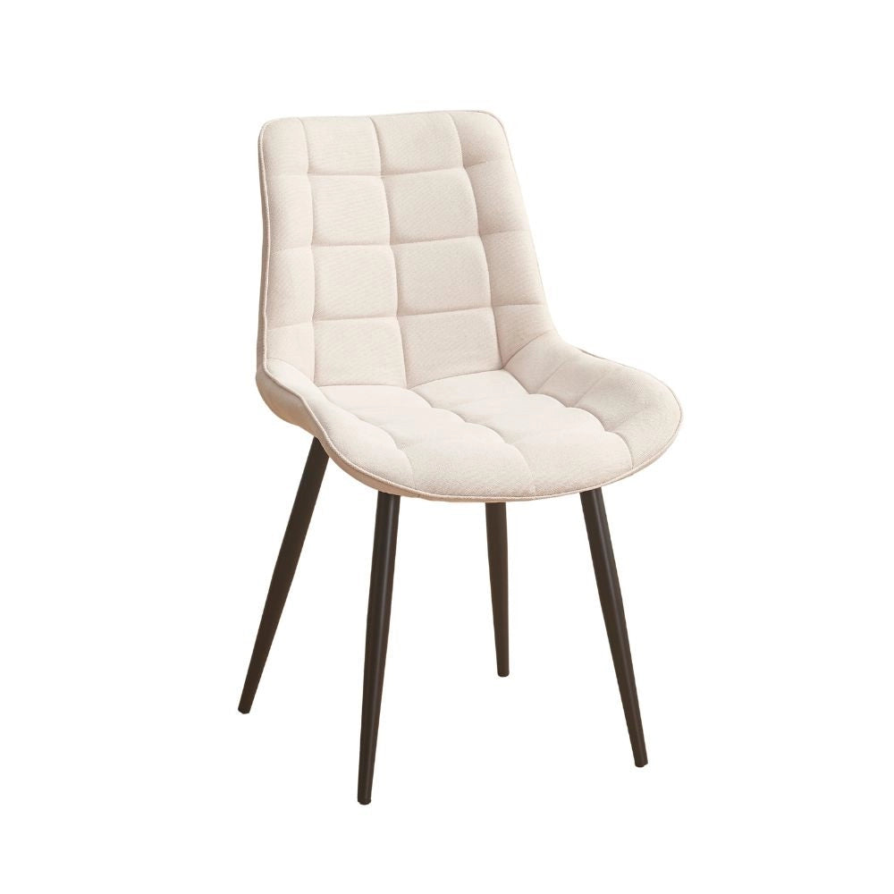Set 4 Sedie Mika in tessuto beige con trama geometrica e struttura in metallo nero