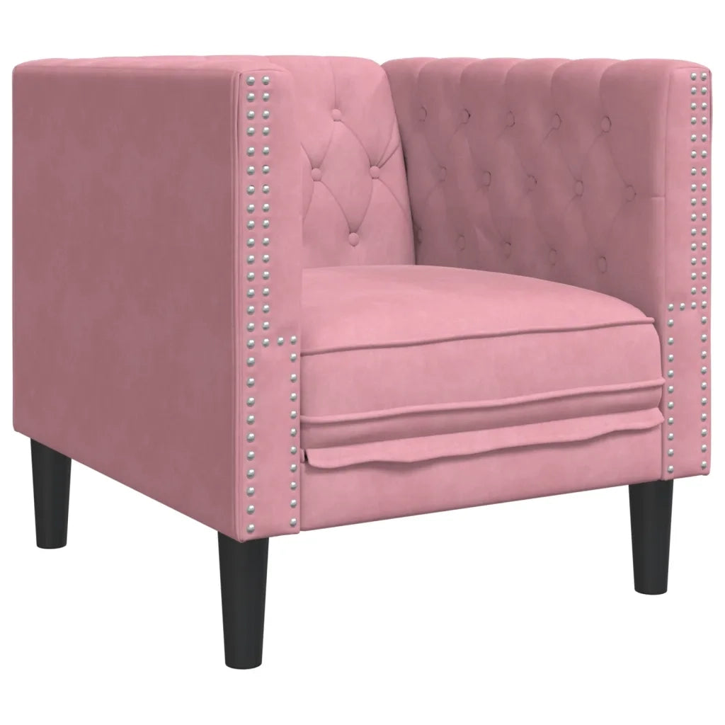 Divano Sedia-Poltrona Chesterfield Rosa in Velluto