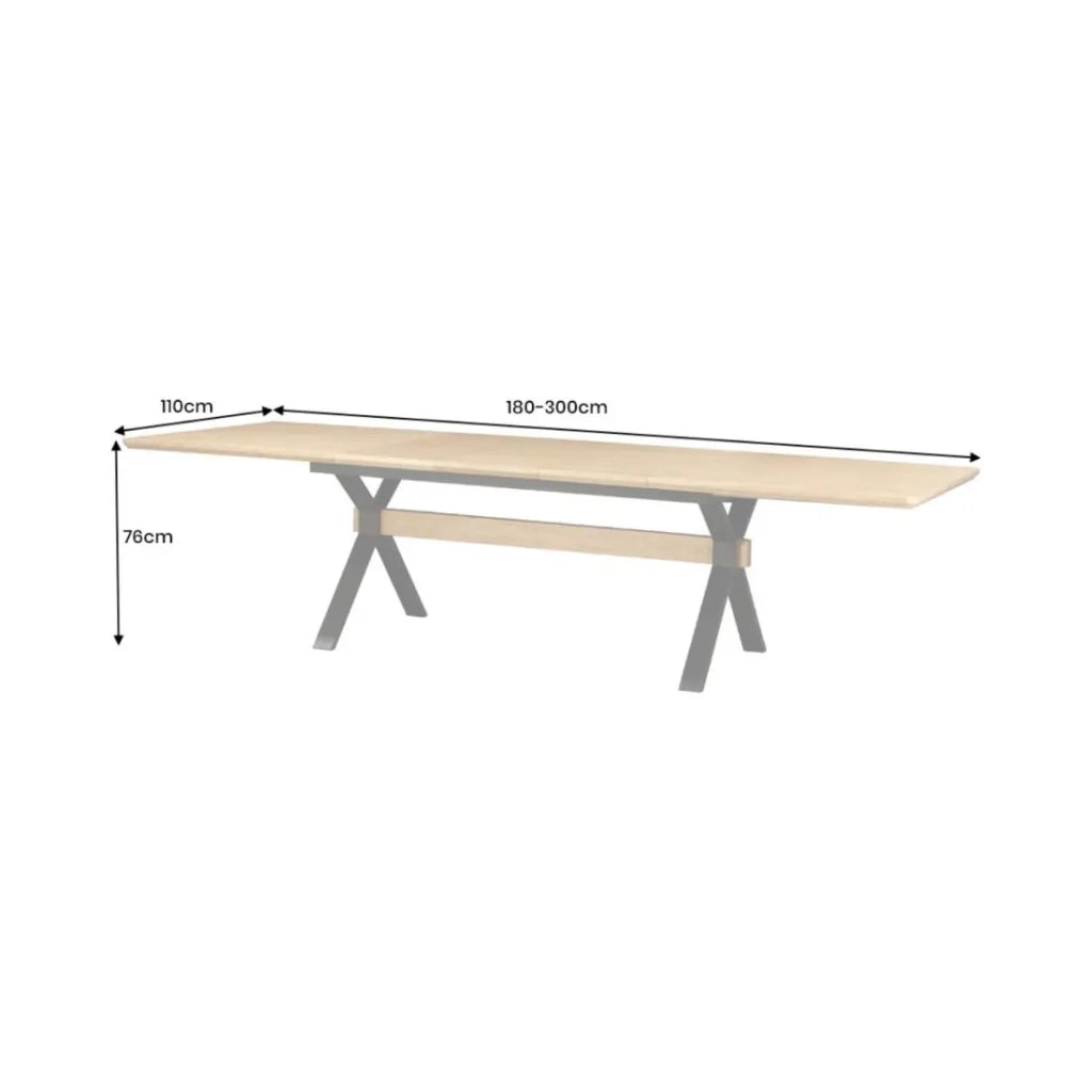 Tavolo da pranzo RADIAM – MDF impiallacciato quercia e metallo – 180-300 cm – Estensibile