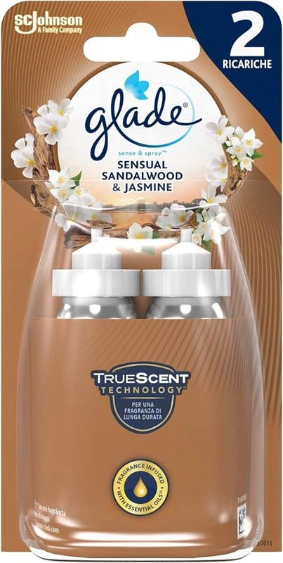 GLADE SENSE & SPRAY DEODORANTE PER AMBIENTI CON SENSORE DI MOVIMENTO SANDALO BALI E GELSOMINO 2 RICARICHE X 18 ML