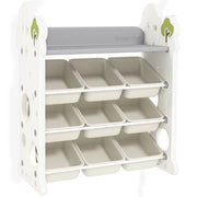 Scaffale Portagiochi a 4 Livelli con 9 Contenitori 77x42x94 cm in HDPE Bianco Crema