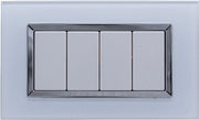Placca Elegance Bianco Vetro 504 4M Moduli Compatibile Bticino Matix SD68004VT