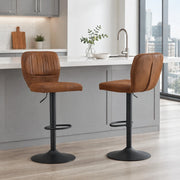 SGABELLO BAR regolabile 62-83 cm nero e marrone, girevole 360°