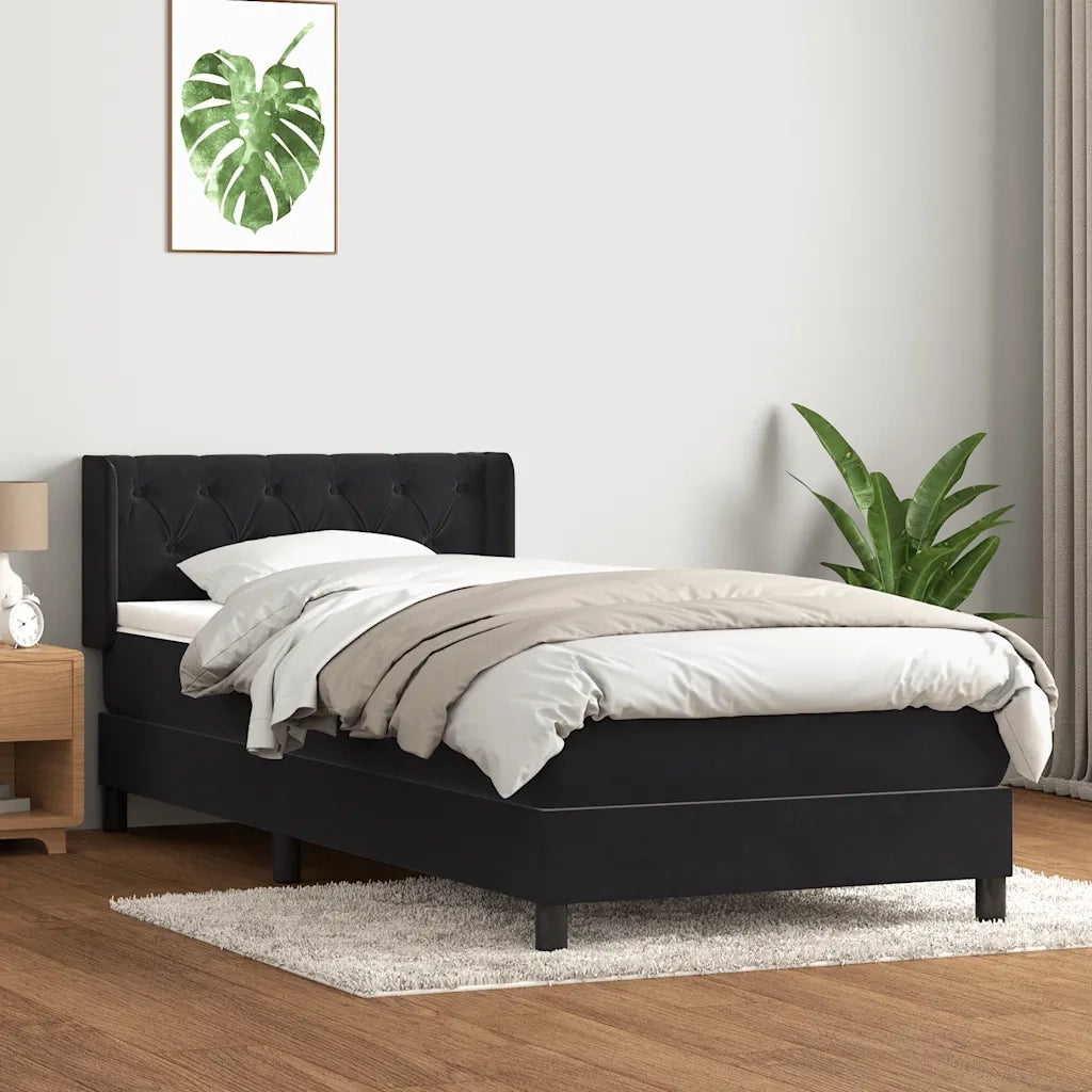 Giroletto a Molle con Materasso Nero 80x220 cm Velluto