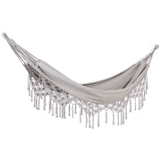 Amaca da giardino in cotone grigio chiaro e sedile altalena in poliestere per interni ed esterni in stile boho