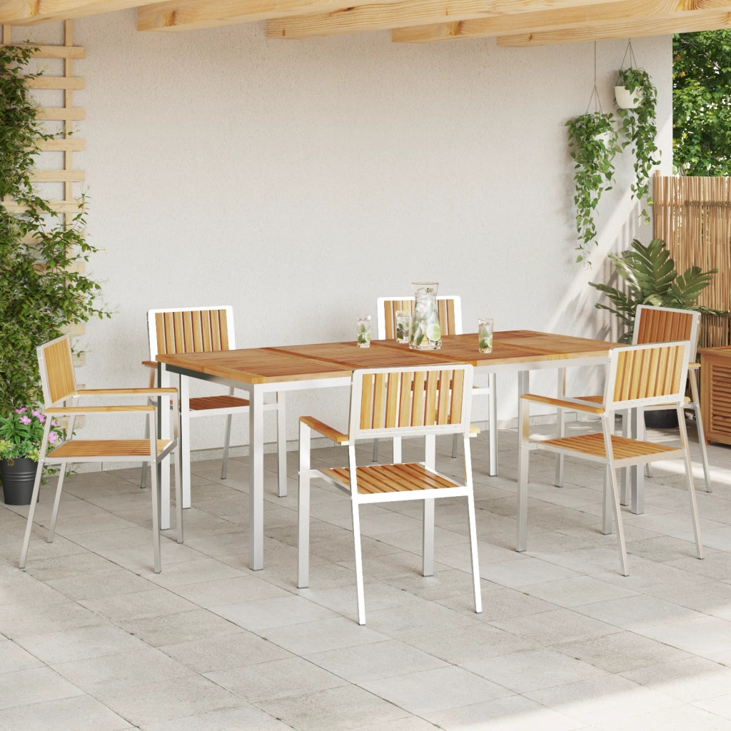 Set da Pranzo da Giardino  7 Pezzi in Legno Massello di Teak