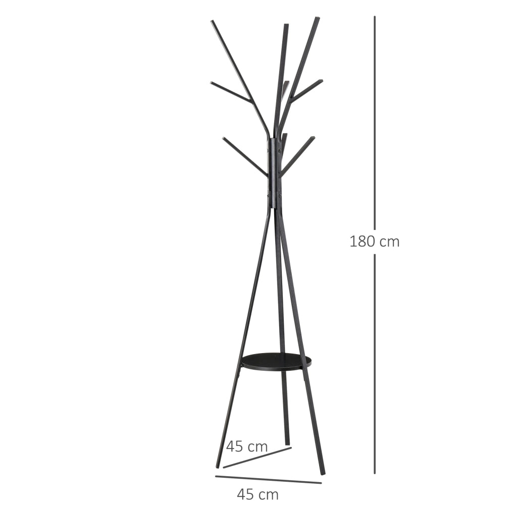 Appendiabiti da terra moderno nero in metallo e MDF, 180 cm