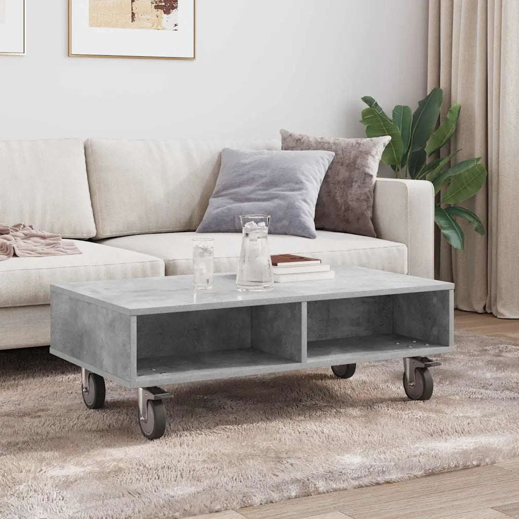 Tavolino con Ruote Grigio cemento 90 x 50 x 30 cm 891019
