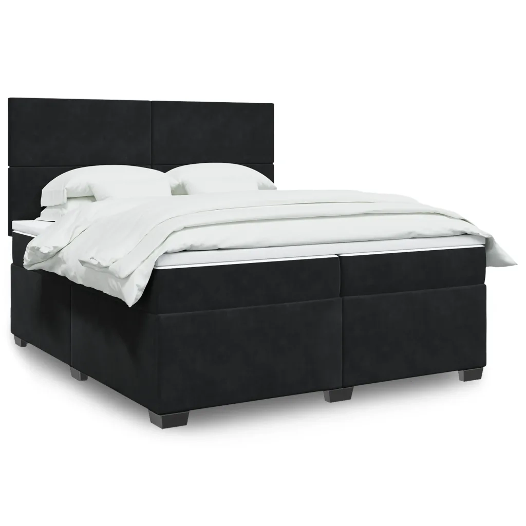 Giroletto a Molle con Materasso Nero 200x200 cm in Velluto 3293298
