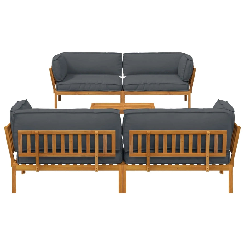 Set di divani 5 pcs Antracite Legno di Acacia Massello