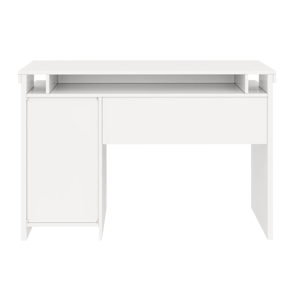 Scrivania con LED multicolore, 3 cassetti e piano ampio, per home office, in MDF bianco, 120 × 50 × 78,5 cm