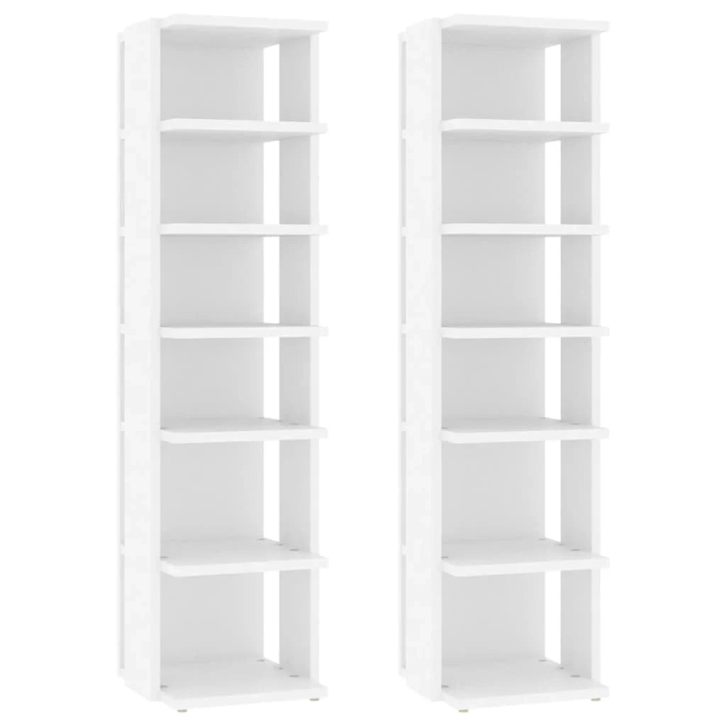 Scarpiere mobiletto portascarpe mobile per ingresso corridoio soggiorno set da 2 27,5 x 27 x 102 cm legno ingegnerizzato bianco 02_0022124
