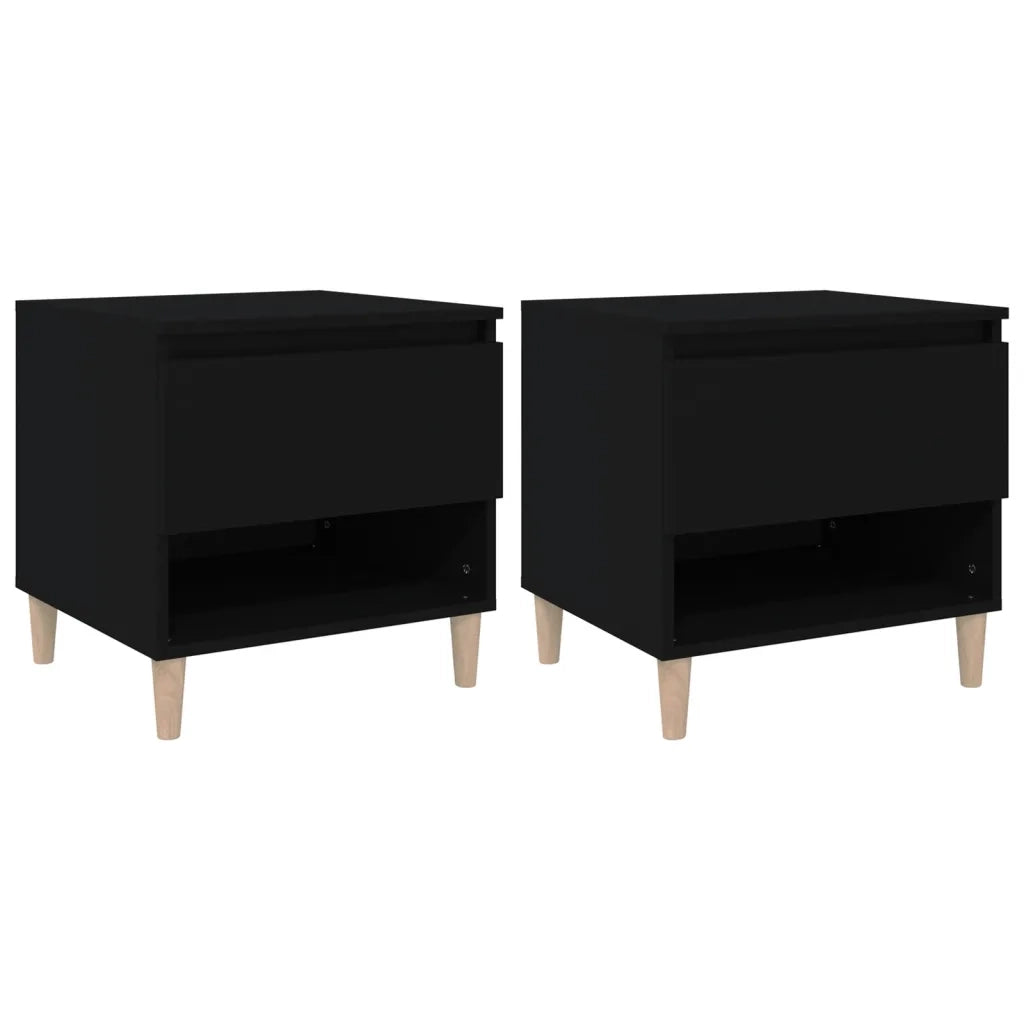 Comodini 2 pz-Set di 2 Tavolino da notte Neri 50x46x50 cm in Legno Multistrato