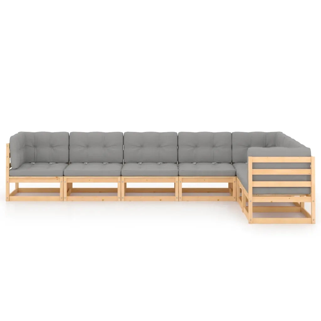 Set Salotto Giardino 7 pz Cuscini Antracite Legno Massello Pino 3076794