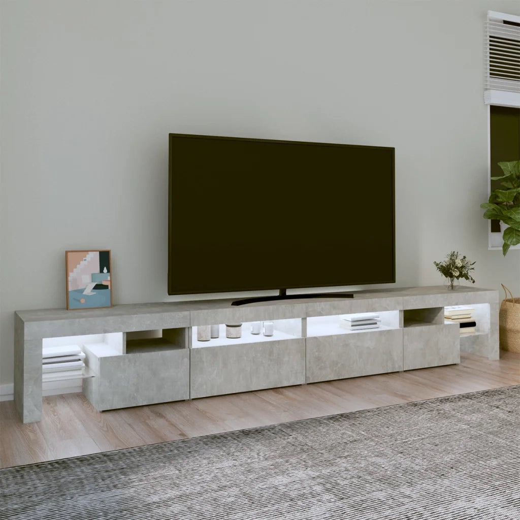 Mobile Porta TV con Luci LED Grigio Cemento 260x36,5x40 cm 3152821
