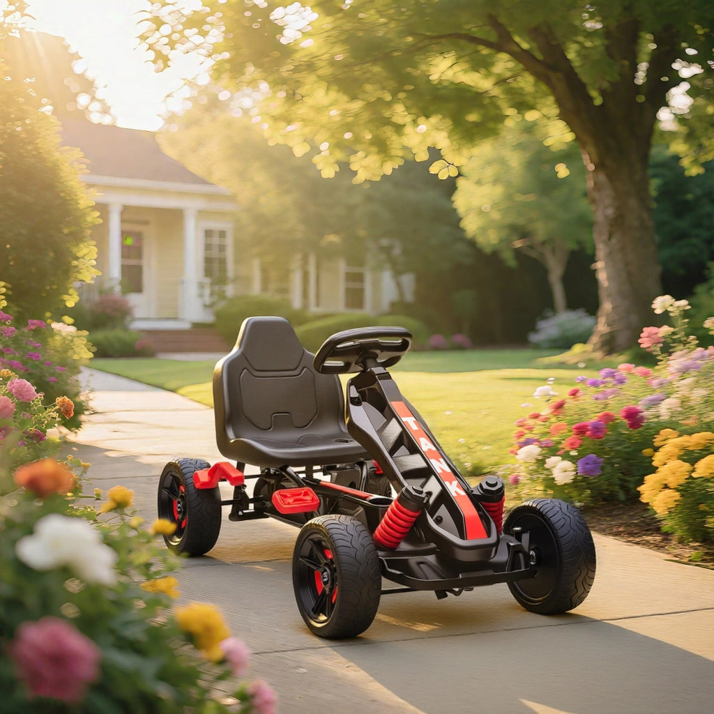 Go-Kart per Bambini con Pedali ¨C zephmum ¨C Rosso, Telaio in Metallo