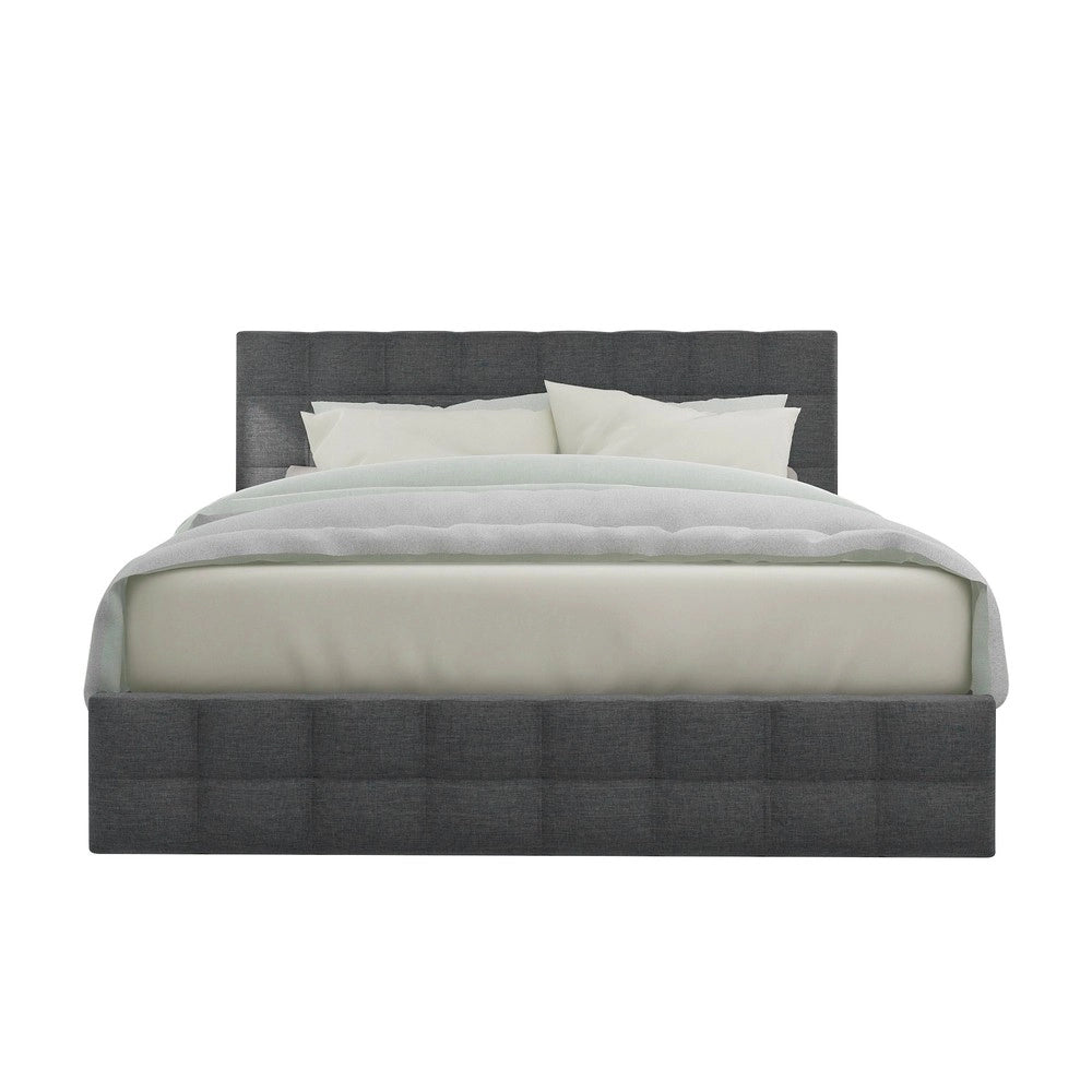 Letto Contenitore Imbottito con Cassetti e Testiera ¨C Xylo ¨C Grigio 140x200 con Materasso