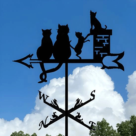 Decorazione per Giardino in Acciaio con Motivo Animale - Ornamento per Terrazze e Cortili Interni - Nido per Gatti
