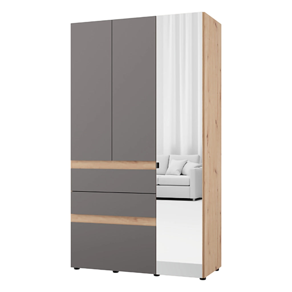 Armadio Camera da Letto Zuccare, Guardaroba 3 Ante Appendiabiti, 117x52 cm Nero Antracite