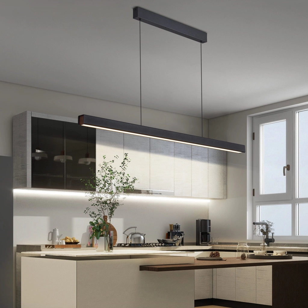 Lampada a sospensione ZMH lineare nera da 108 cm per sala da pranzo, dimmerabile, per bar della cucina