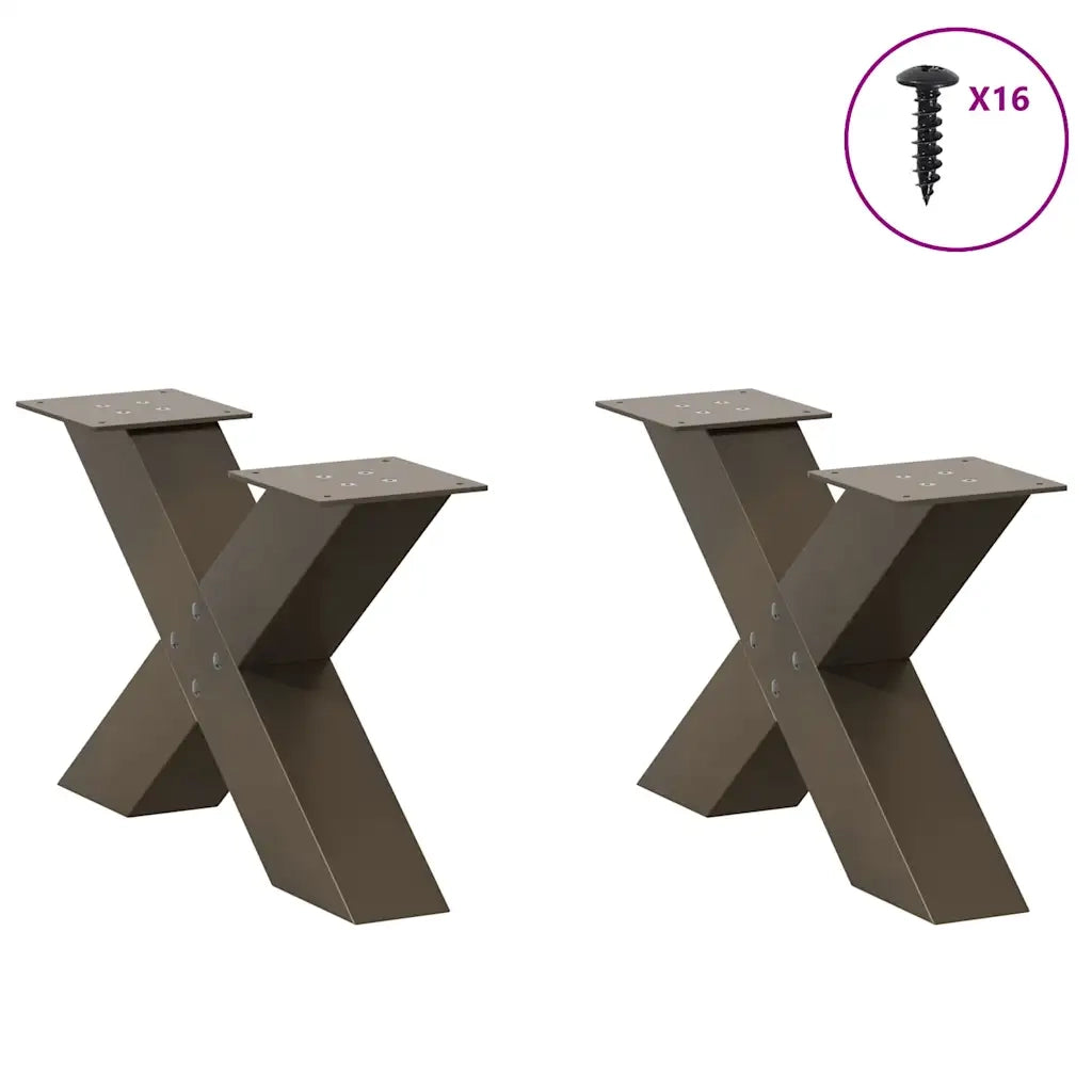 vidaXL Gambe per Tavolino da Caffè a Forma di X 2 pz Acciaio Naturale 50x(30-31) cm Acciaio