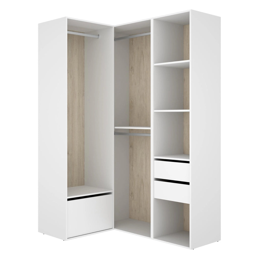 Armadio Camera da Letto Clayhill, Guardaroba Grande Modulabile, 124x205h cm Bianco