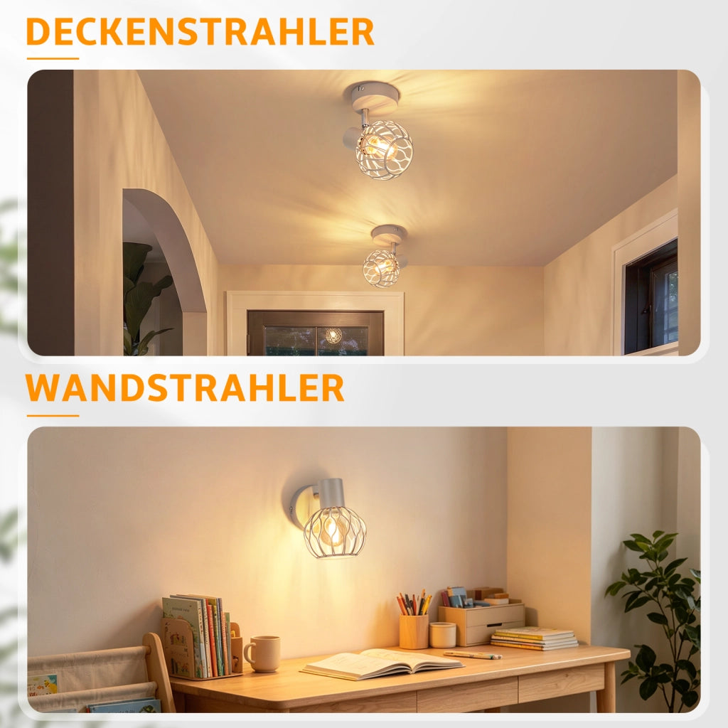 ZMH Faretto da soffitto 1 Luce Grigio E14 Metall Orientabile 350¡ã per Corridoio Cucina Camera Senza Lampadina